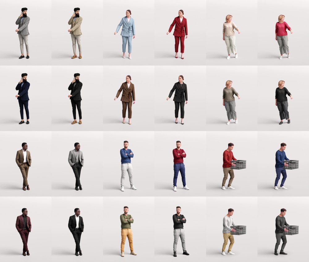 12个开车坐姿站姿3d人物模型集合 Humano - 2211 People For Cars