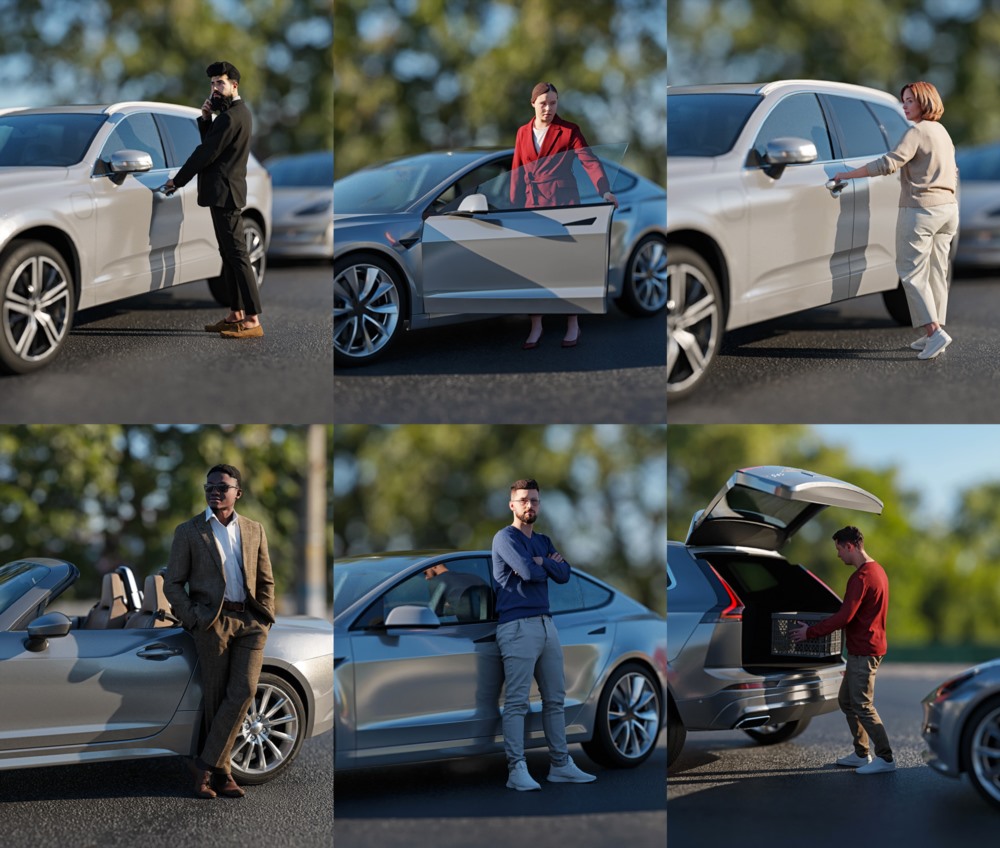 12个开车坐姿站姿3d人物模型集合 Humano - 2211 People For Cars