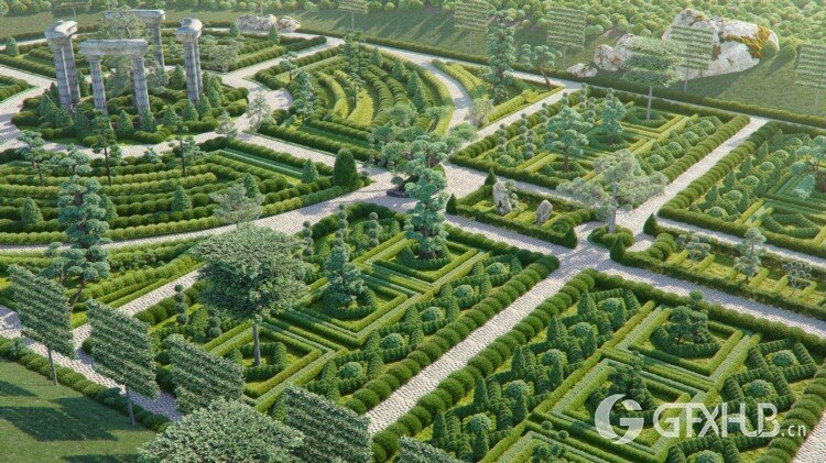 121种观赏植物和树篱3D植被模型 Globe Plants - Bundle 57 - Ornamental Plants Hedge 02