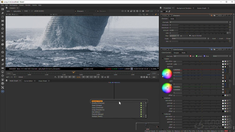 【中文字幕】Houdini 和 Nuke模拟和渲染水特效教程 Large-Scale Water FX in Houdini