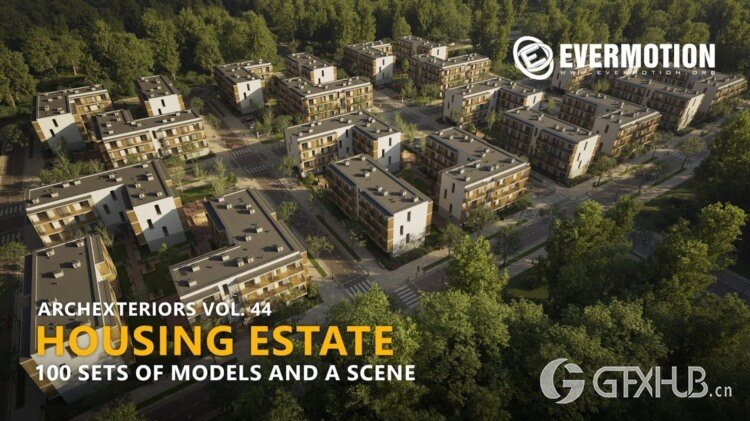 住宅小区场景3d模型 Evermotion - Archexteriors vol.44