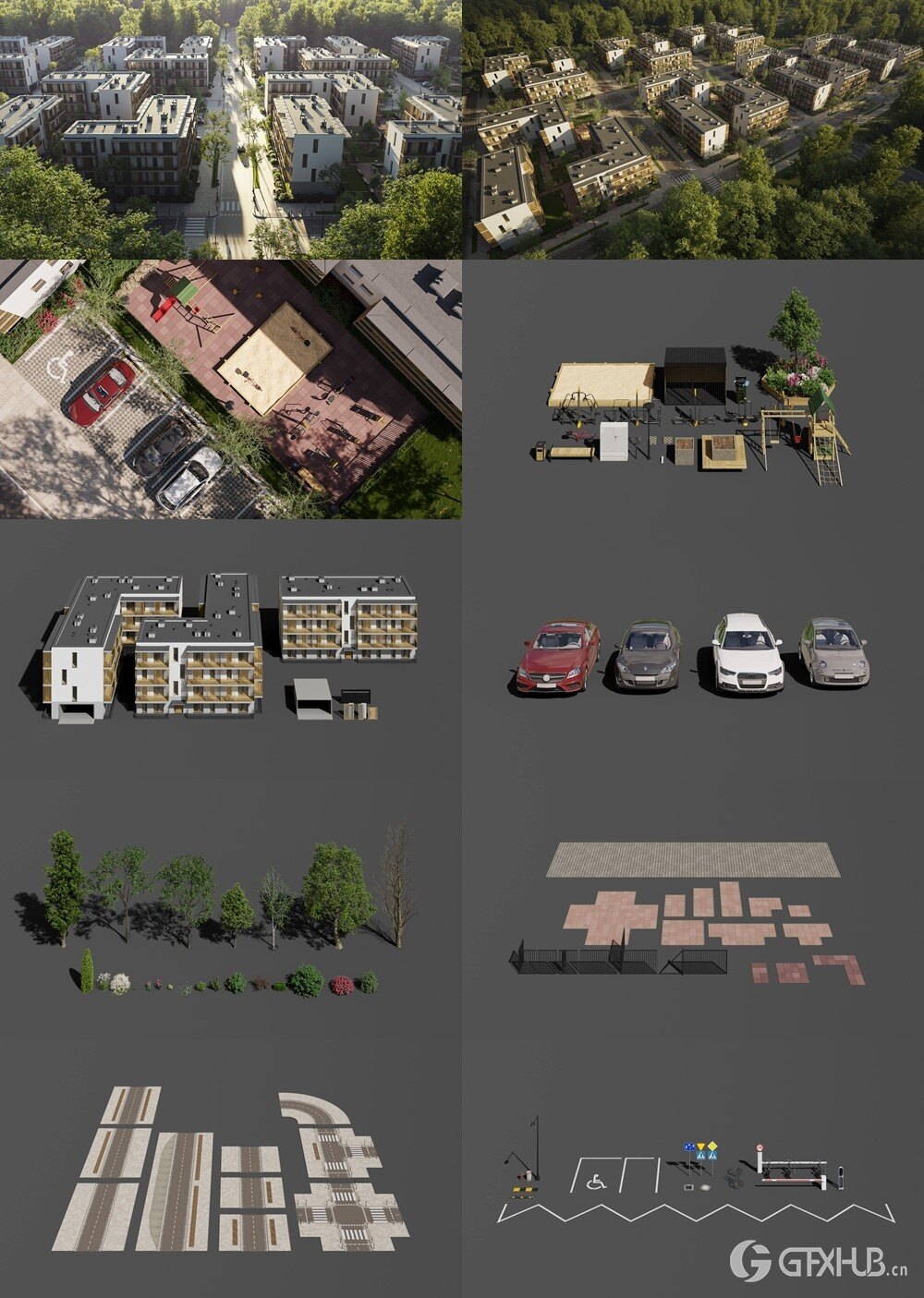 住宅小区场景3d模型 Evermotion - Archexteriors vol.44