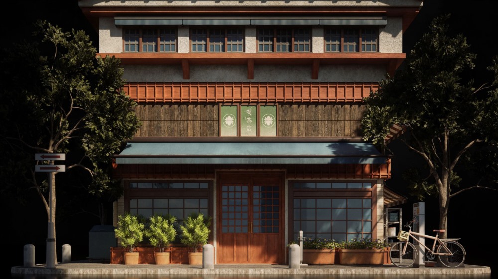 日本街区建筑楼房3D模型 Japanese Neighborhood (格式 Blender/FBX/OBJ)