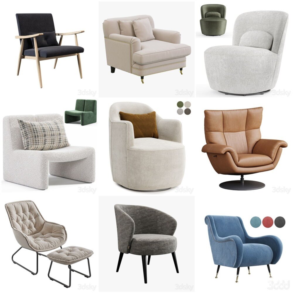 3DSky Pro 椅子沙发灯具数码家电3D模型合辑2024年12月第1季 | 400套 | 20GB