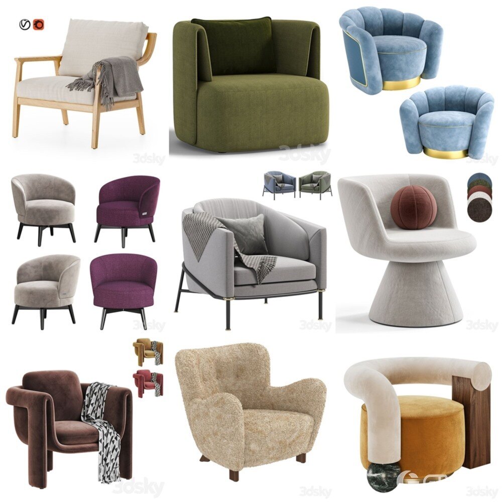 3DSky Pro 椅子沙发灯具数码家电3D模型合辑2024年12月第1季 | 400套 | 20GB