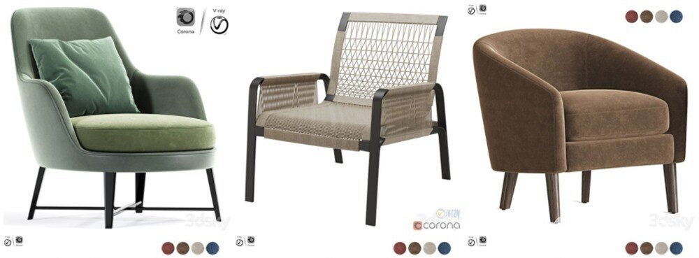 3DSky Pro 椅子沙发灯具数码家电3D模型合辑2024年12月第1季 | 400套 | 20GB