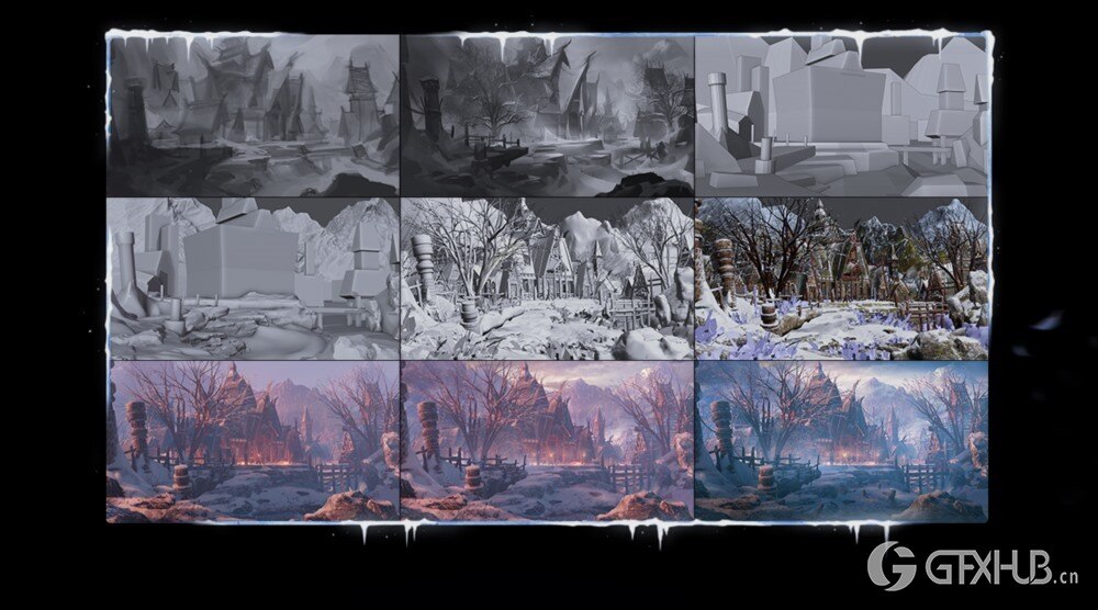 Blender《北欧村庄》场景概念设计案例绘制全流程