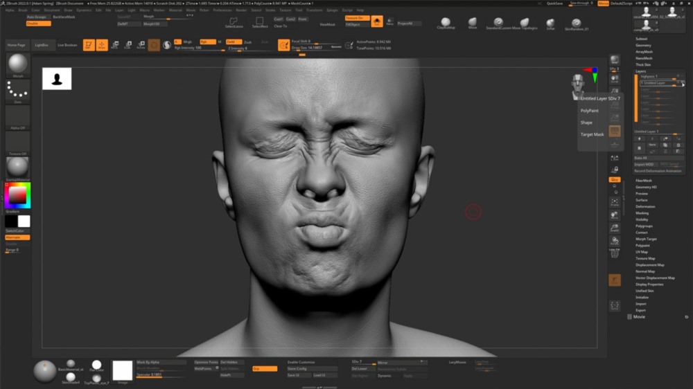 【中文字幕】Maya+ZBrush使用摄影测量法创建面部混合形状教程