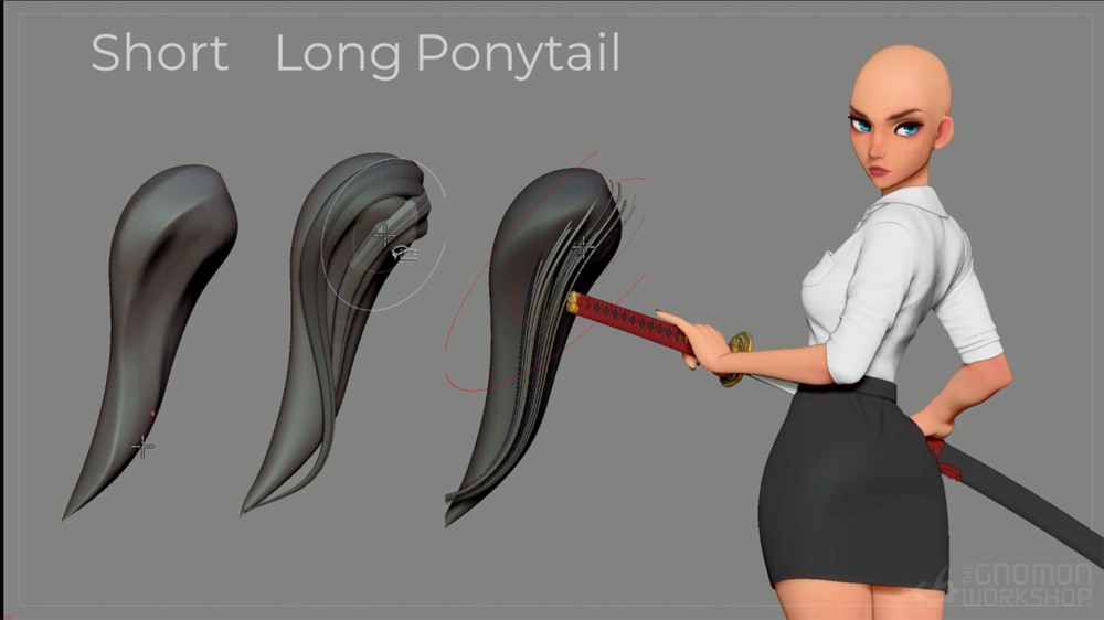 【中文字幕】ZBrush 雕刻风格化3D头发教程 Creating Stylized Hairstyles Using Zbrush