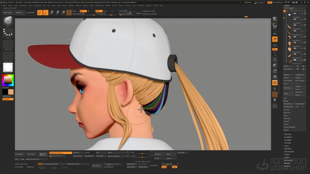 【中文字幕】ZBrush 雕刻风格化3D头发教程 Creating Stylized Hairstyles Using Zbrush