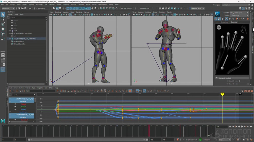 Maya游戏制作3连击动画教程 Animating a 3-Hit Combo for Games in Maya