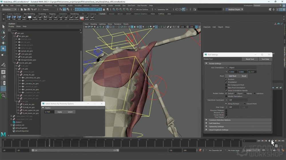 使用 Ziva VFX、Maya 和 Wrap 3D 与 Madhav Shyam 进行软组织模拟教程