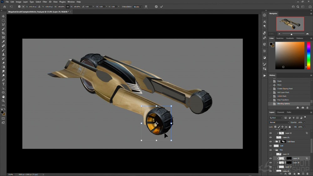 【中文字幕】PS独特概念车辆设计教程 Designing Unique Vehicle Concepts for Production