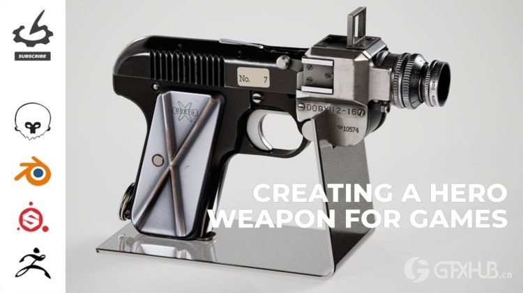 【中文字幕】Blender+ZBrush枪支武器建模教程 Creating a Hero Weapon for Games