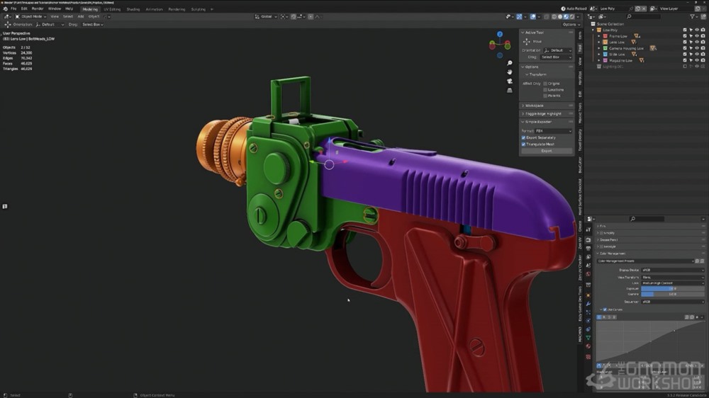 【中文字幕】Blender+ZBrush枪支武器建模教程 Creating a Hero Weapon for Games