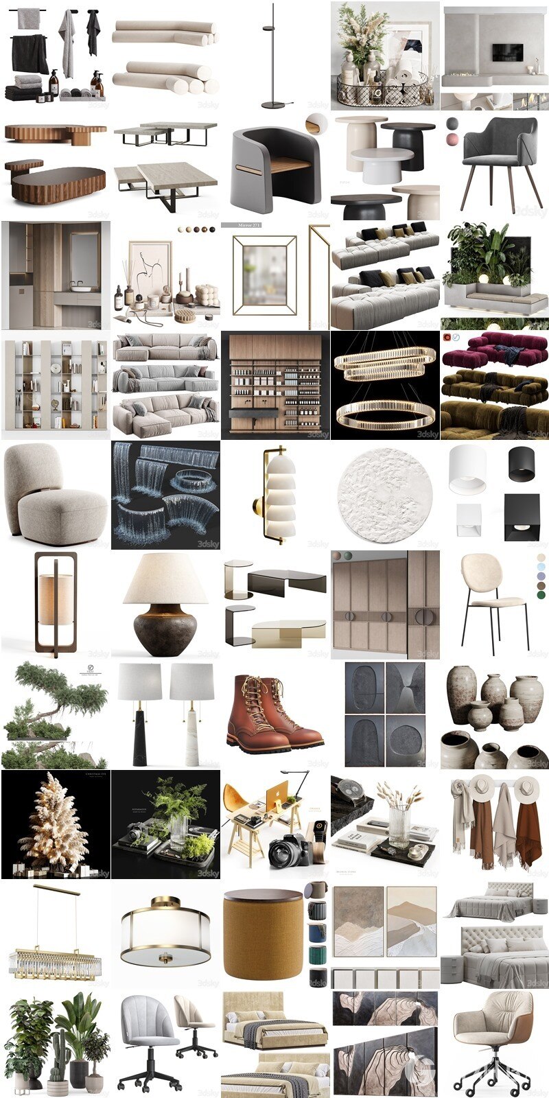 3DSky Pro 椅子沙发灯具盆栽陈设饰品3D模型合辑2024年12月第3季 | 250套 | 13.4GB