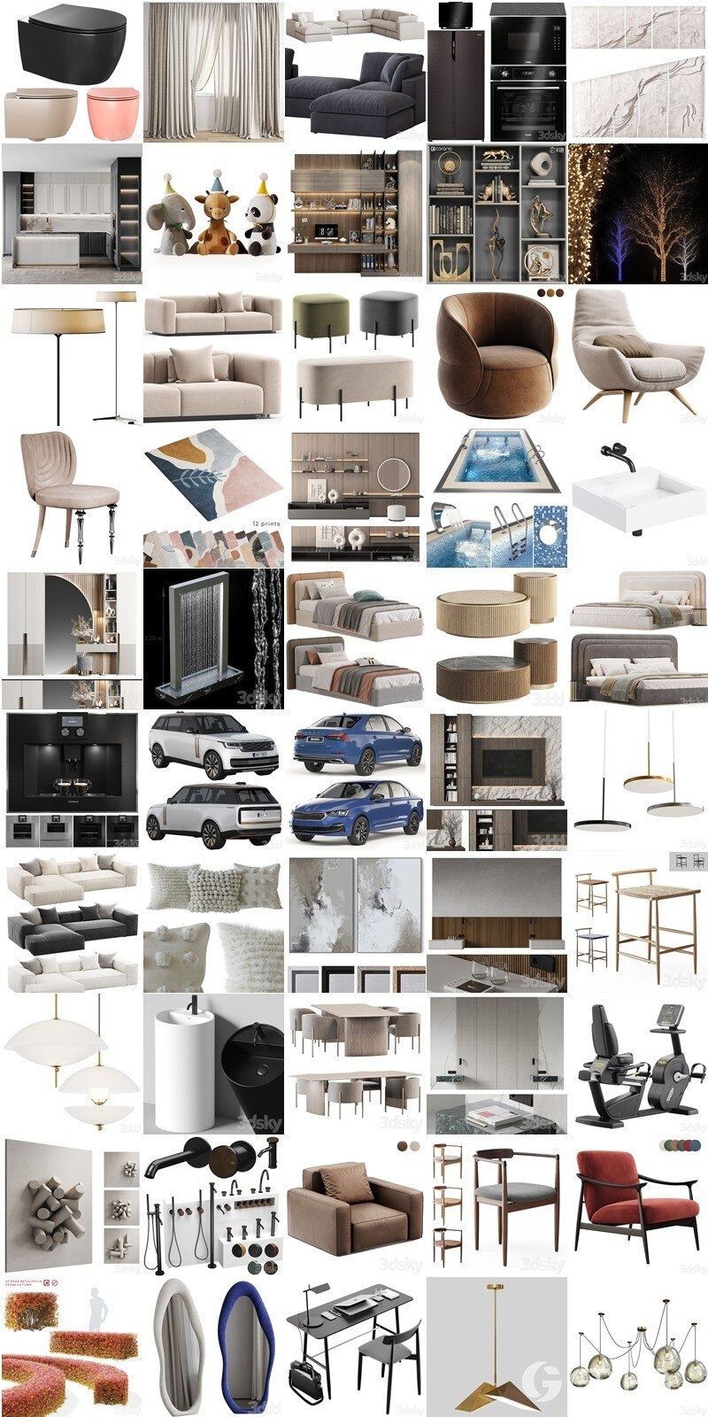 3DSky Pro 椅子沙发灯具盆栽陈设饰品3D模型合辑2024年12月第3季 | 250套 | 13.4GB