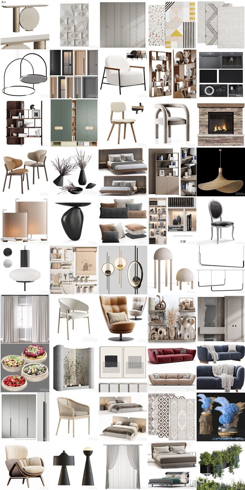 3DSky Pro 椅子沙发灯具盆栽陈设饰品3D模型合辑2024年12月第3季 | 250套 | 13.4GB