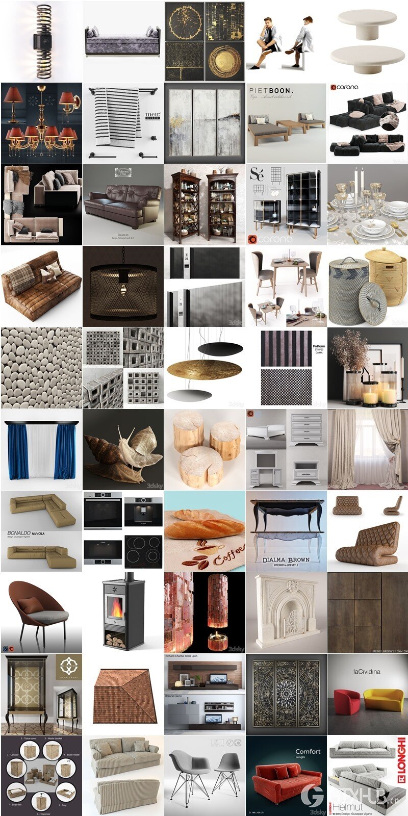 3DSky Pro 椅子沙发灯具盆栽陈设饰品3D模型合辑2024年12月第3季 | 250套 | 13.4GB