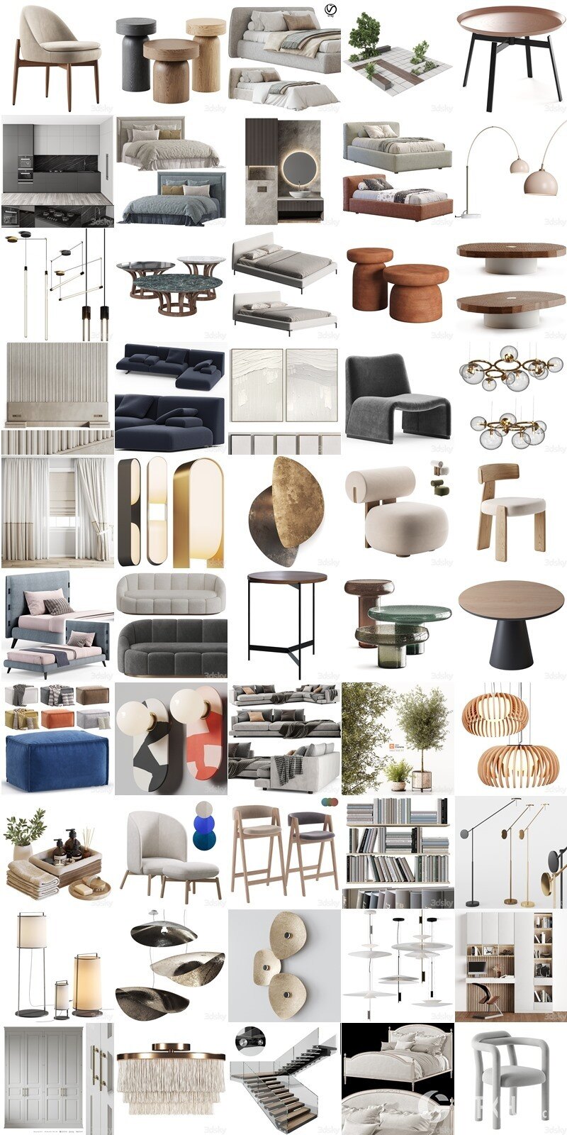 3DSky Pro 椅子沙发灯具陈设饰品3D模型合辑2025年1月第1季 | 300套 | 15GB