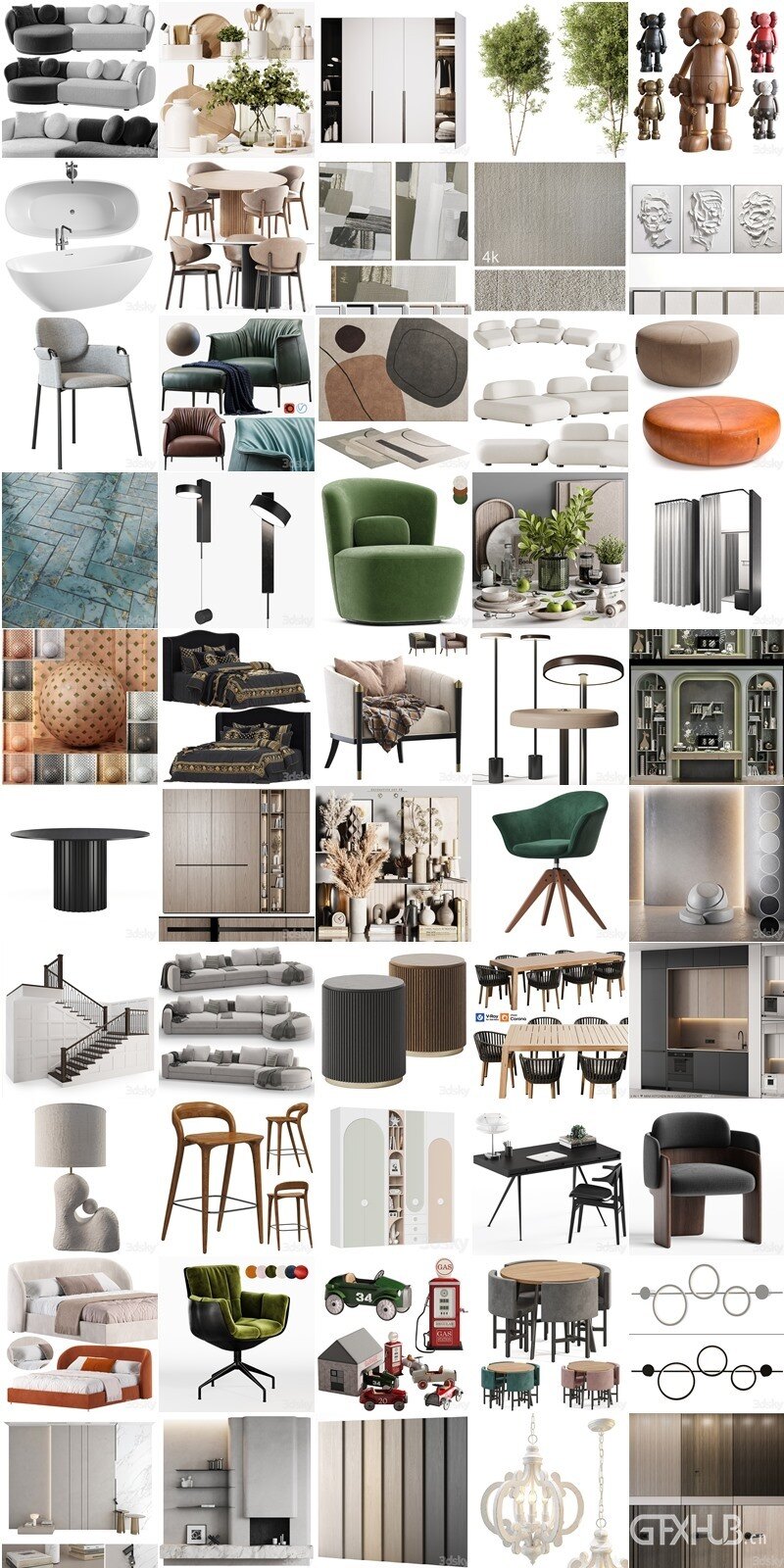 3DSky Pro 椅子沙发灯具陈设饰品3D模型合辑2025年1月第1季 | 300套 | 15GB