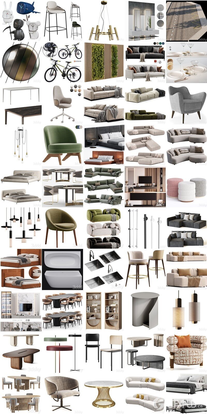 3DSky Pro 椅子沙发灯具陈设饰品3D模型合辑2025年1月第1季 | 300套 | 15GB