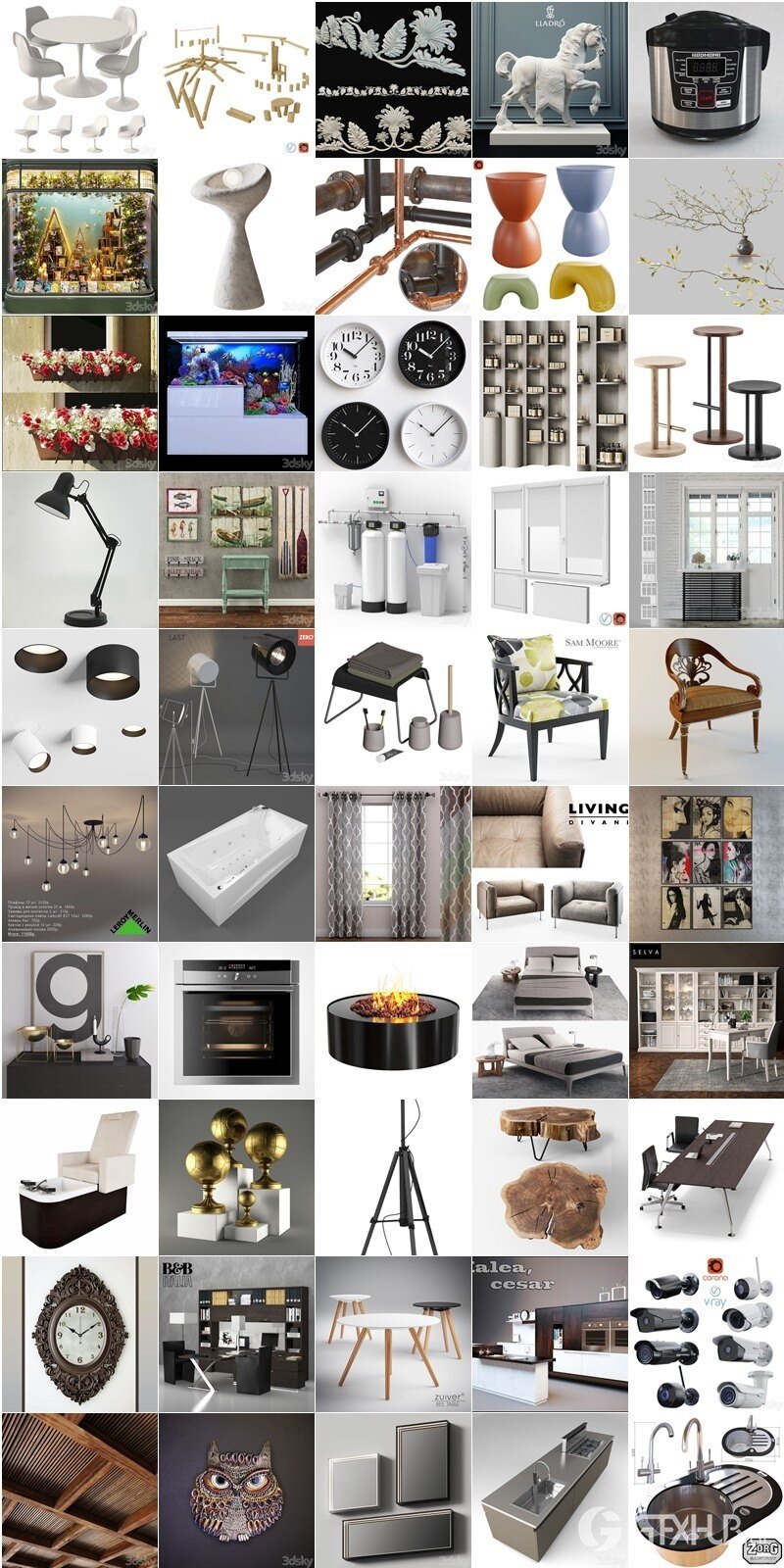 3DSky Pro 椅子沙发灯具陈设饰品3D模型合辑2025年1月第1季 | 300套 | 15GB