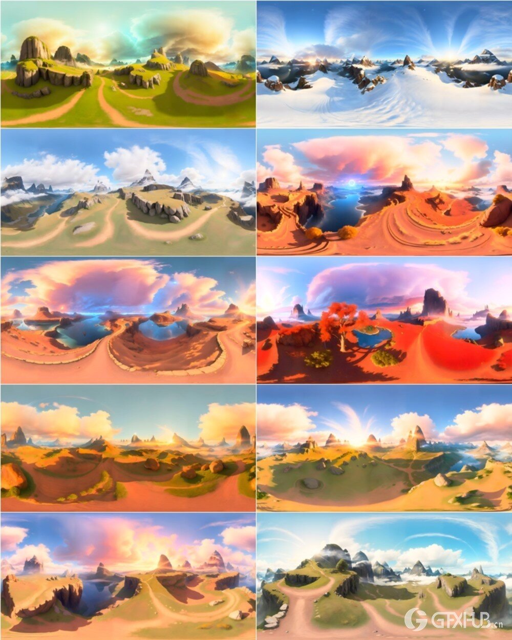 45个HDRI数字绘画风景360°全景贴图 HDRI Breathtaking Digital Landscapes