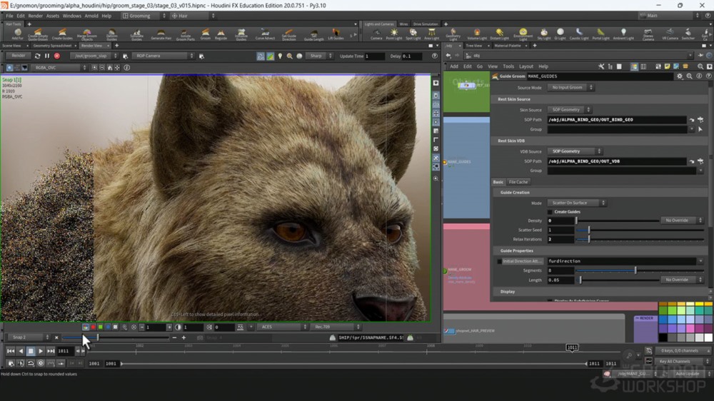 【中文字幕】Houdini 幻想生物修饰技巧 Fantasy Creature Grooming in Houdini