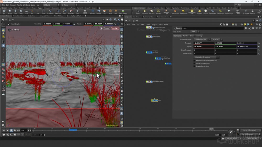 【中文字幕】Houdini中创造沼泽怪物教程 Creating a Swamp & Mud Monster in Houdini