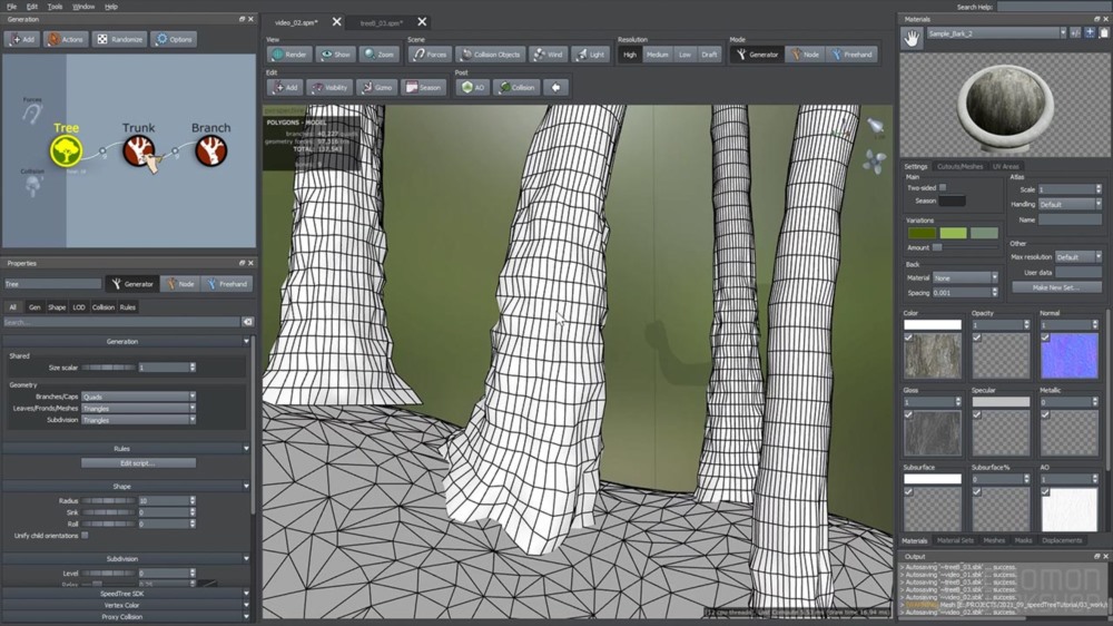 【中文字幕】使用 SpeedTree 创建高分辨率自定义树 Creating High-Resolution Custom Trees Using SpeedTree