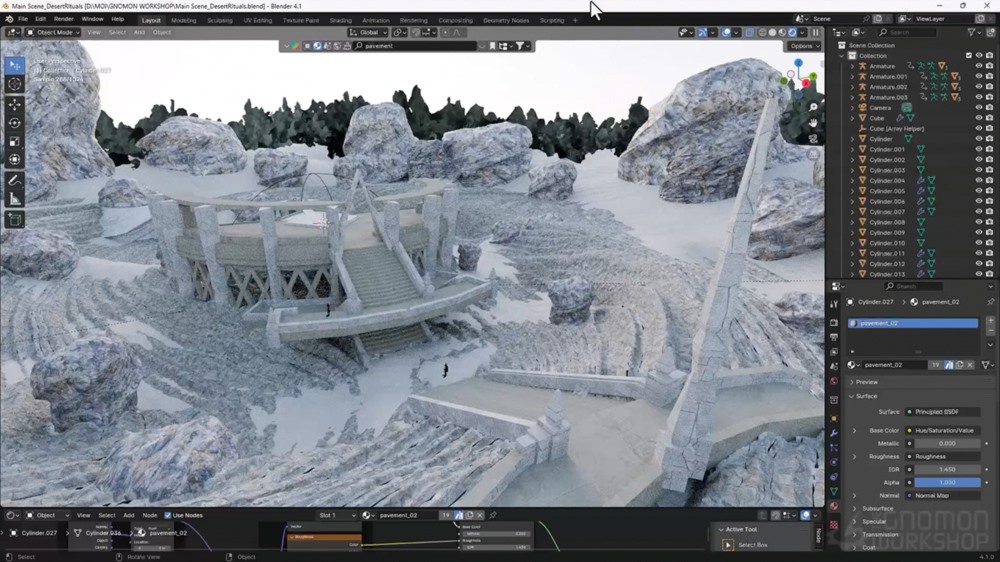 【中文字幕】Blender+PS 三维概念场景制作工作流程 World Building using Blender