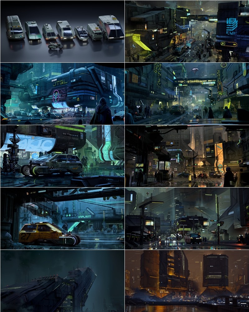 未来科幻赛博朋克建筑汽车街道场景3D模型资产 BigMediumSmall - Cyberpunk