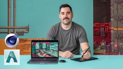 Arnold、PS、C4D卡通风格环境建模渲染制作教程 3D Toon Style Environment Arnold