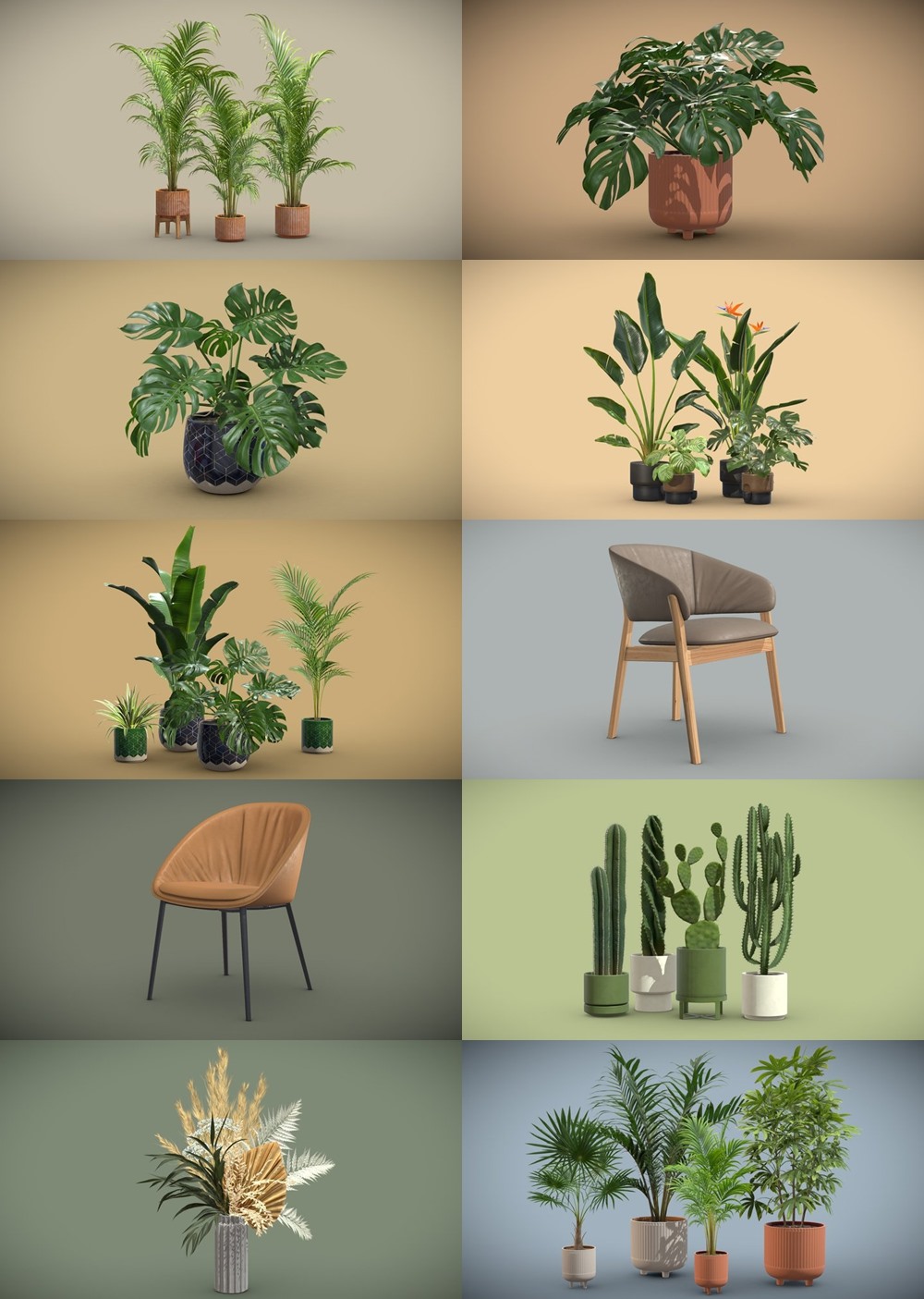 200+套室内盆栽椅子3D模型合集 Sketchfab - AllQuad 3D-Models Collection