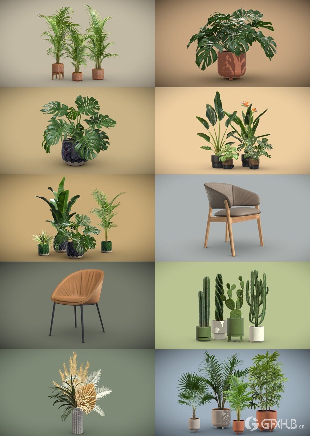 200+套室内盆栽椅子3D模型合集 Sketchfab - AllQuad 3D-Models Collection