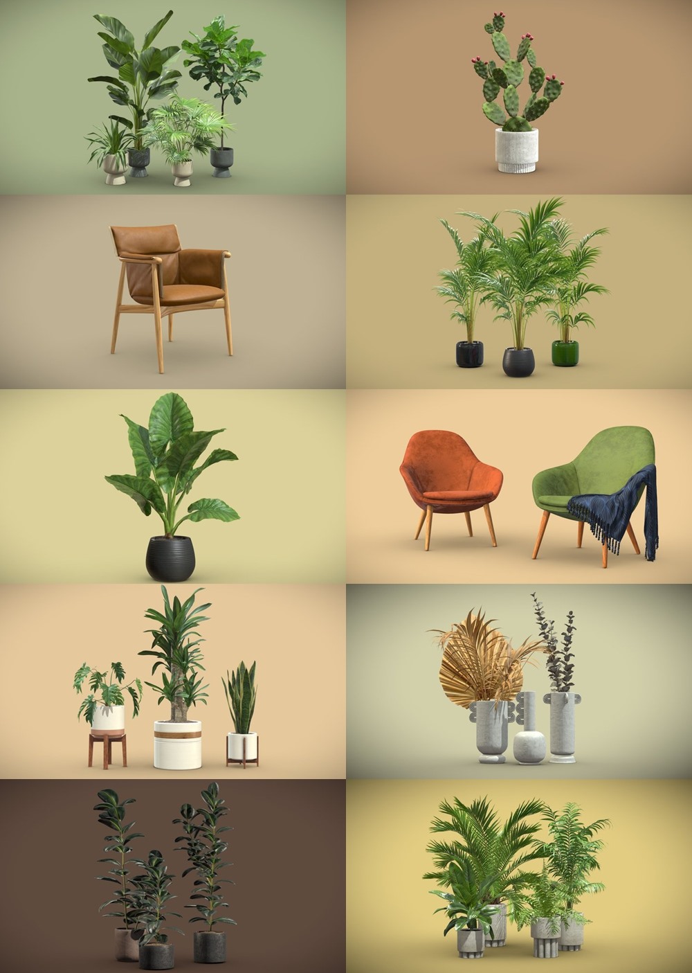 200+套室内盆栽椅子3D模型合集 Sketchfab - AllQuad 3D-Models Collection