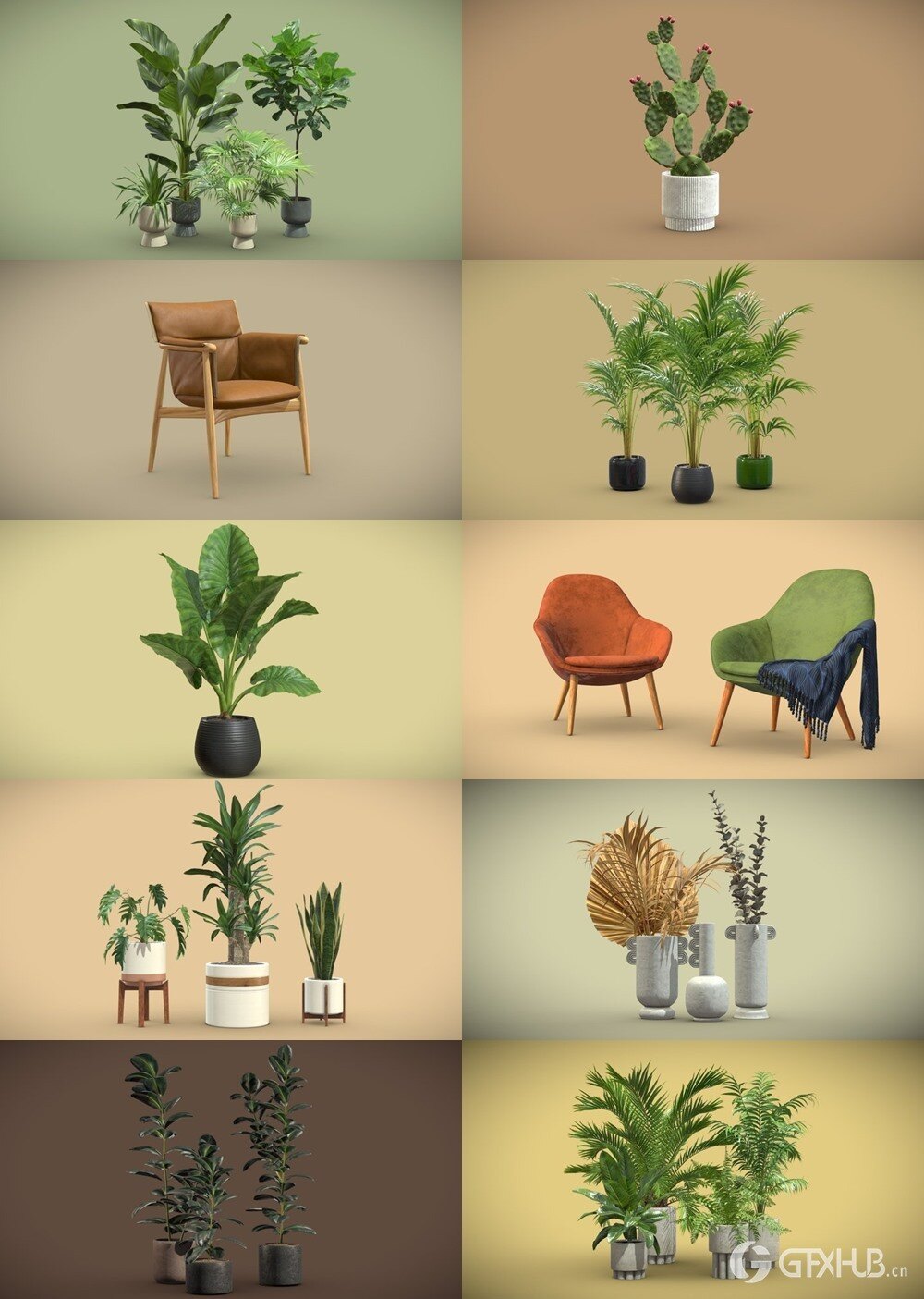 200+套室内盆栽椅子3D模型合集 Sketchfab - AllQuad 3D-Models Collection