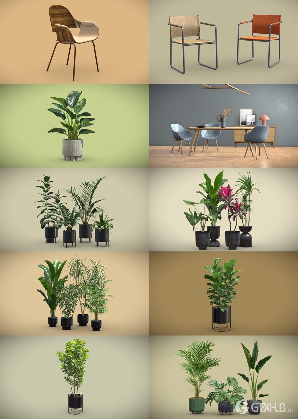 200+套室内盆栽椅子3D模型合集 Sketchfab - AllQuad 3D-Models Collection