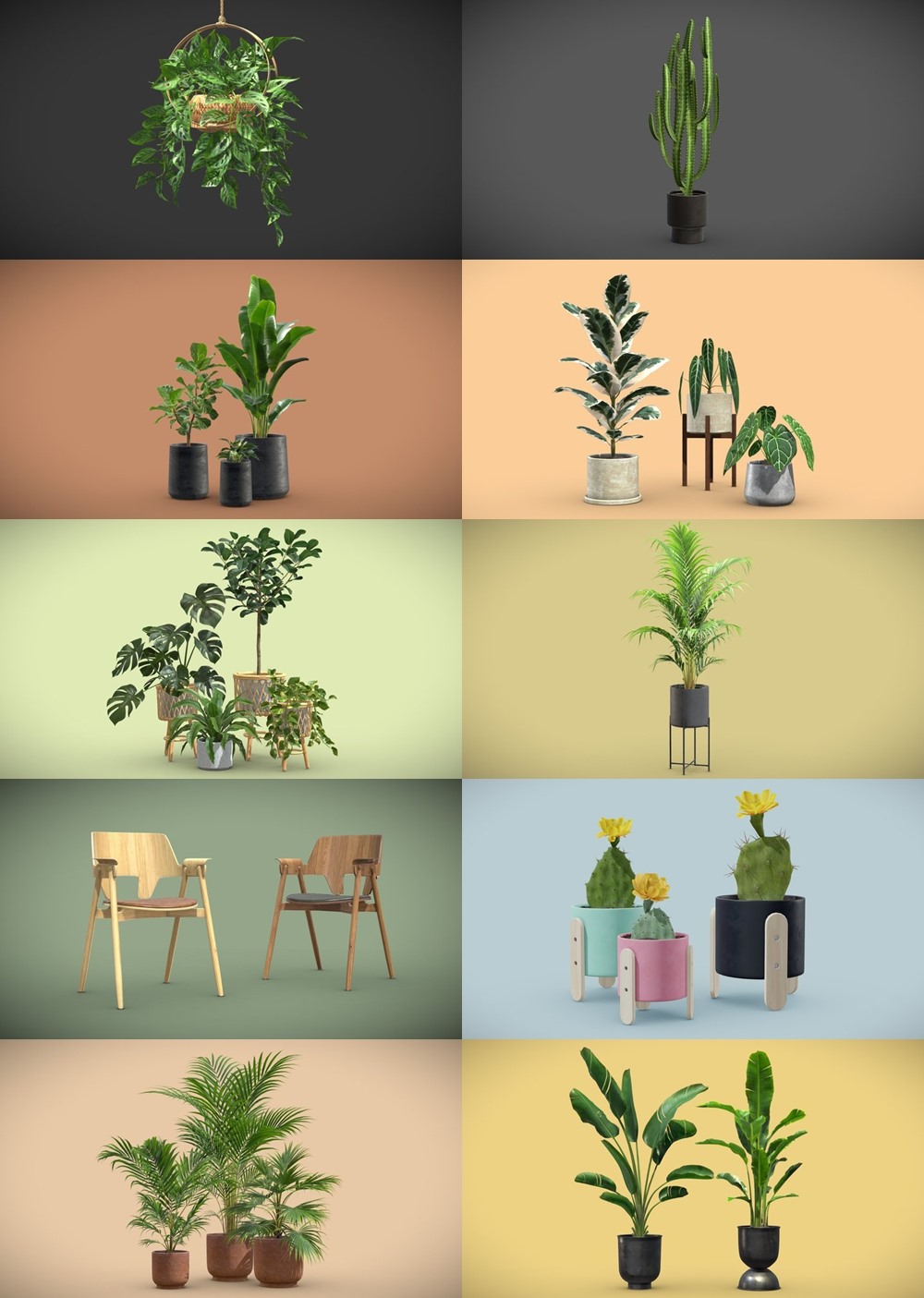 200+套室内盆栽椅子3D模型合集 Sketchfab - AllQuad 3D-Models Collection