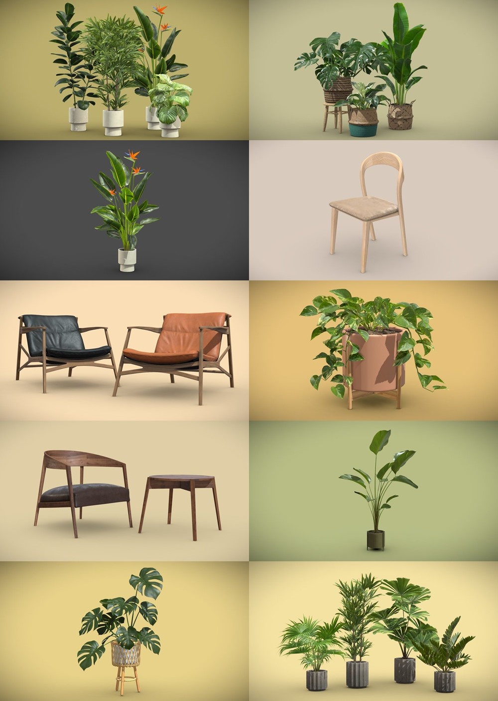 200+套室内盆栽椅子3D模型合集 Sketchfab - AllQuad 3D-Models Collection