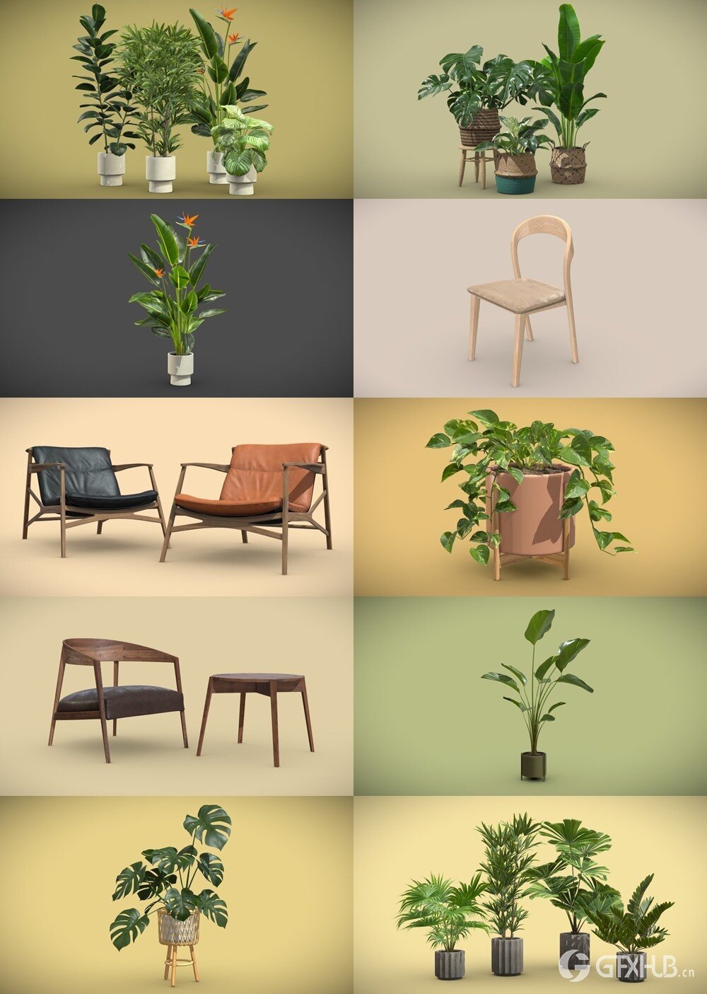 200+套室内盆栽椅子3D模型合集 Sketchfab - AllQuad 3D-Models Collection