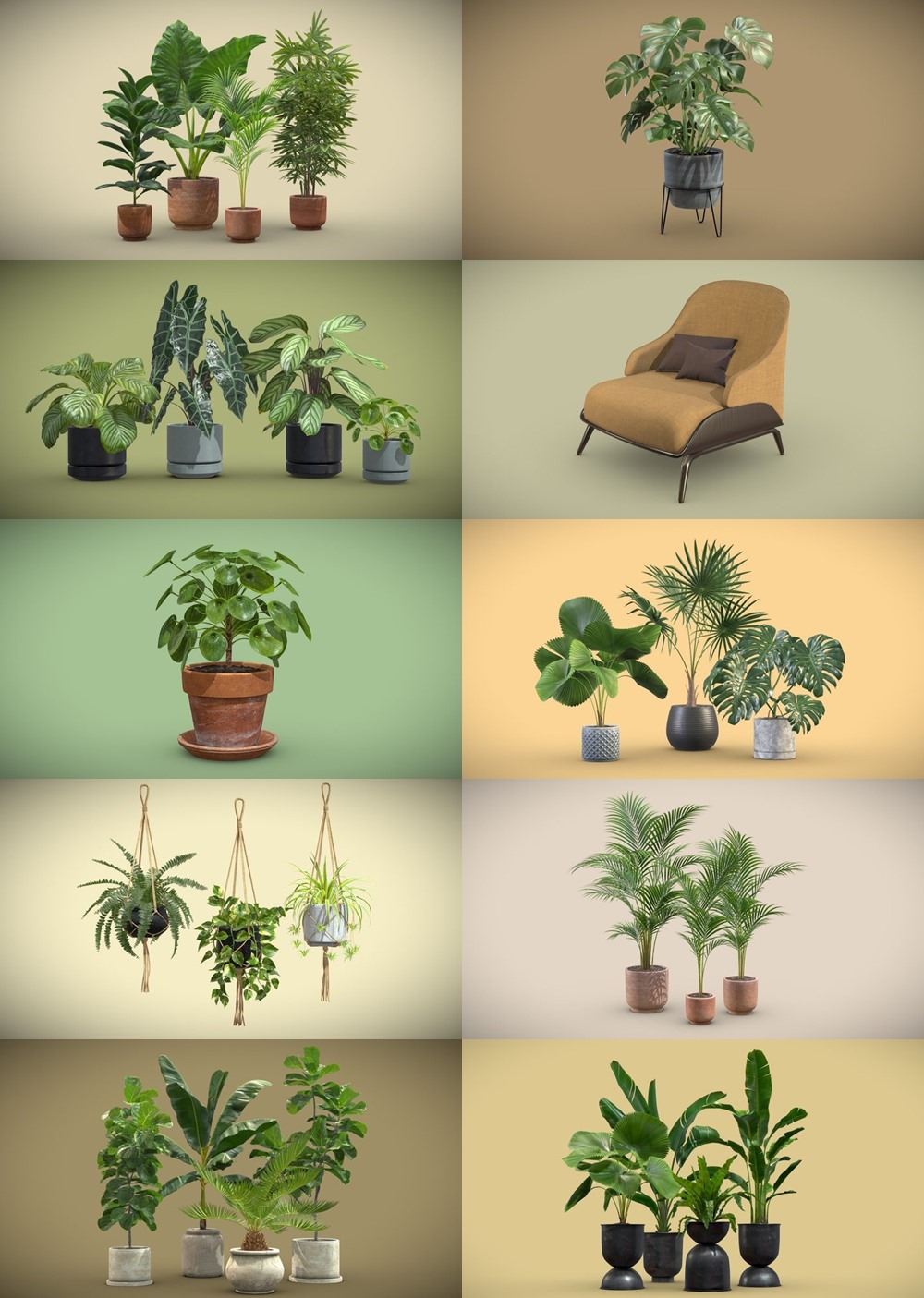 200+套室内盆栽椅子3D模型合集 Sketchfab - AllQuad 3D-Models Collection