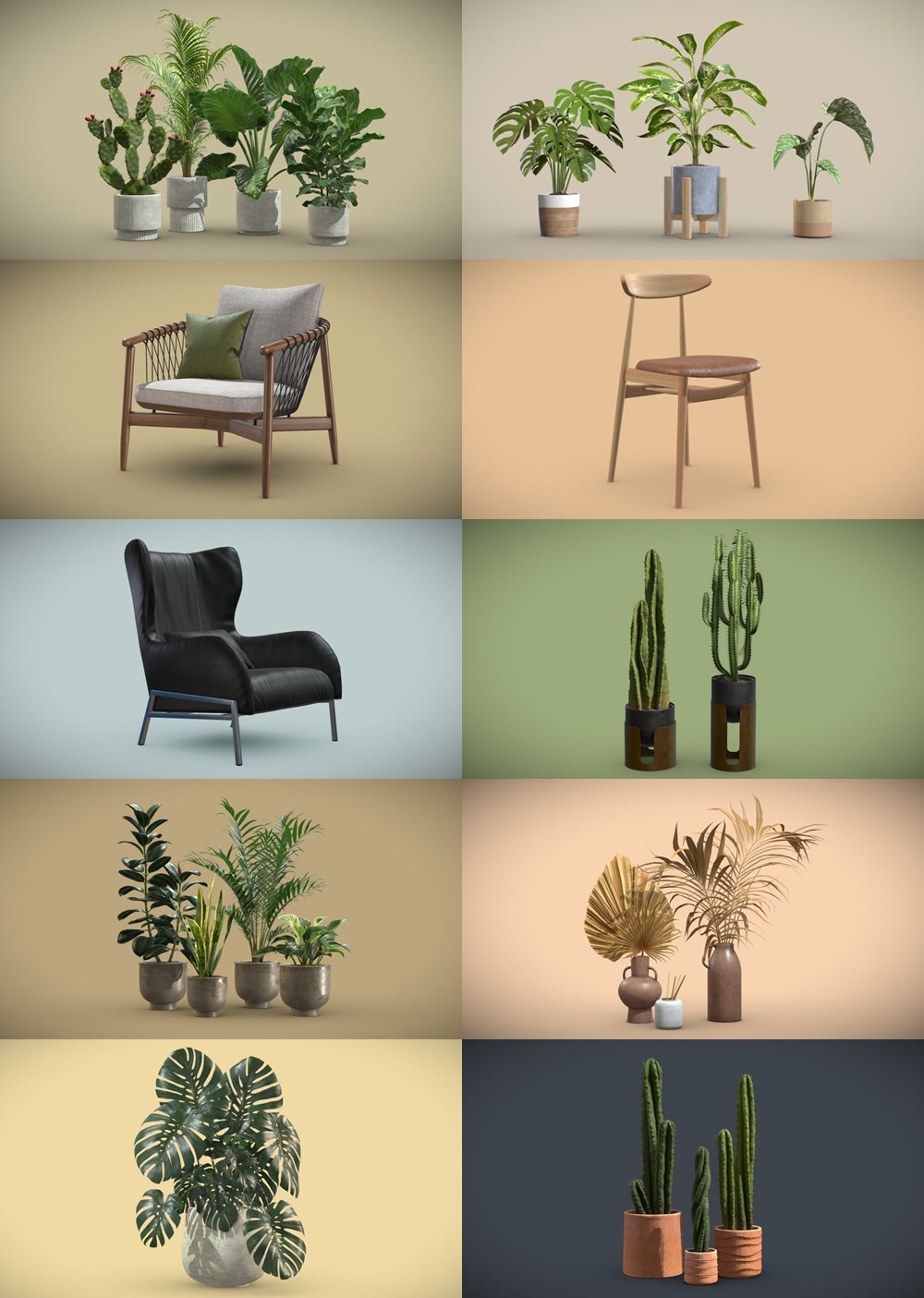 200+套室内盆栽椅子3D模型合集 Sketchfab - AllQuad 3D-Models Collection
