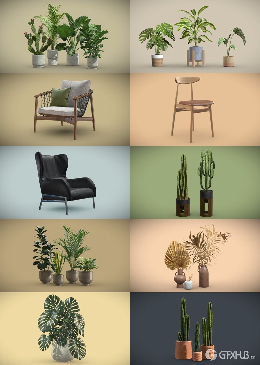 200+套室内盆栽椅子3D模型合集 Sketchfab - AllQuad 3D-Models Collection