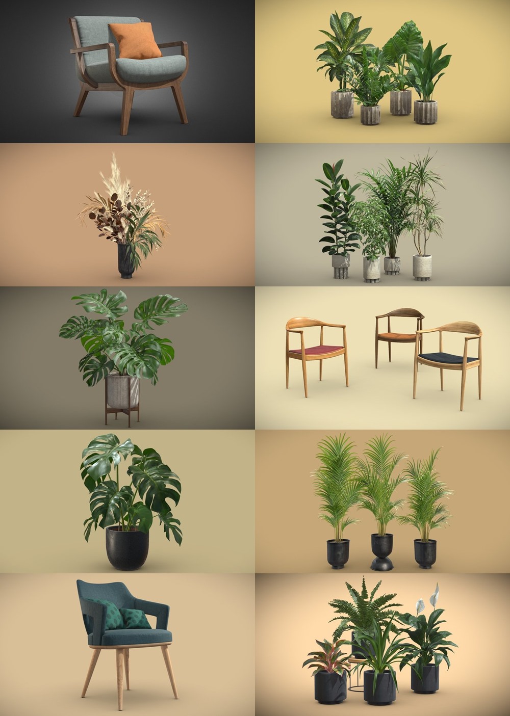 200+套室内盆栽椅子3D模型合集 Sketchfab - AllQuad 3D-Models Collection