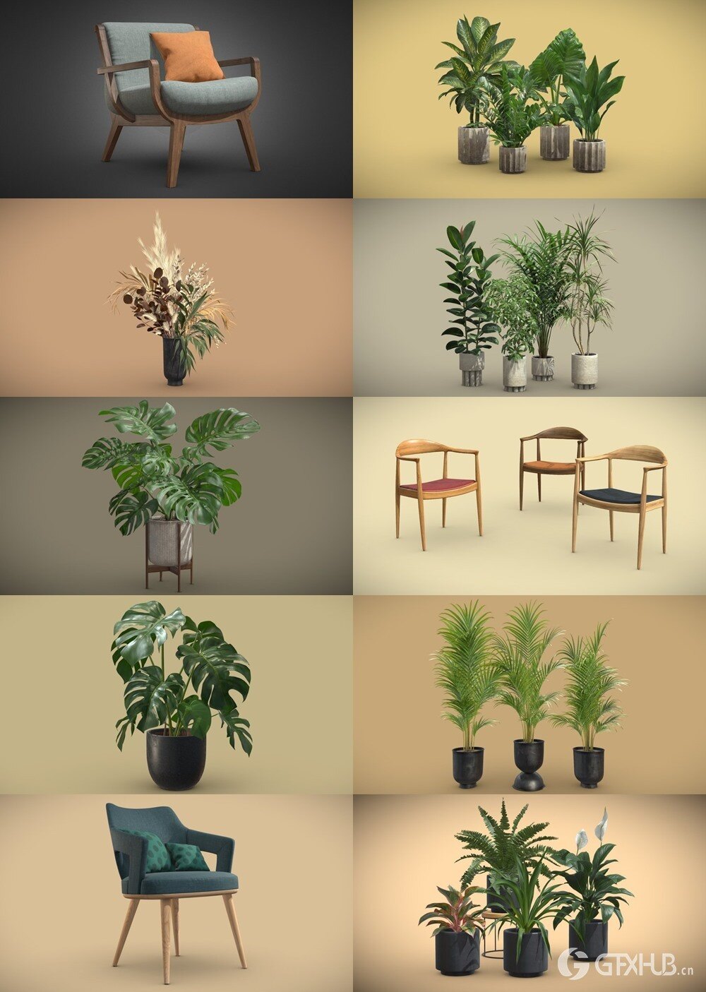 200+套室内盆栽椅子3D模型合集 Sketchfab - AllQuad 3D-Models Collection