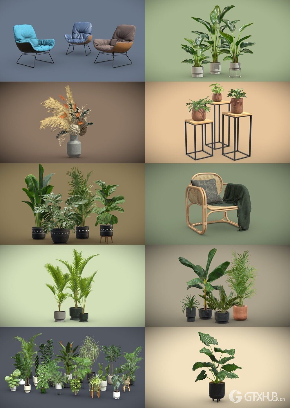 200+套室内盆栽椅子3D模型合集 Sketchfab - AllQuad 3D-Models Collection