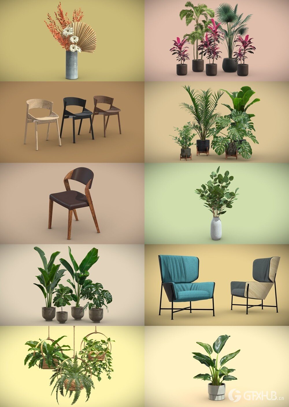 200+套室内盆栽椅子3D模型合集 Sketchfab - AllQuad 3D-Models Collection
