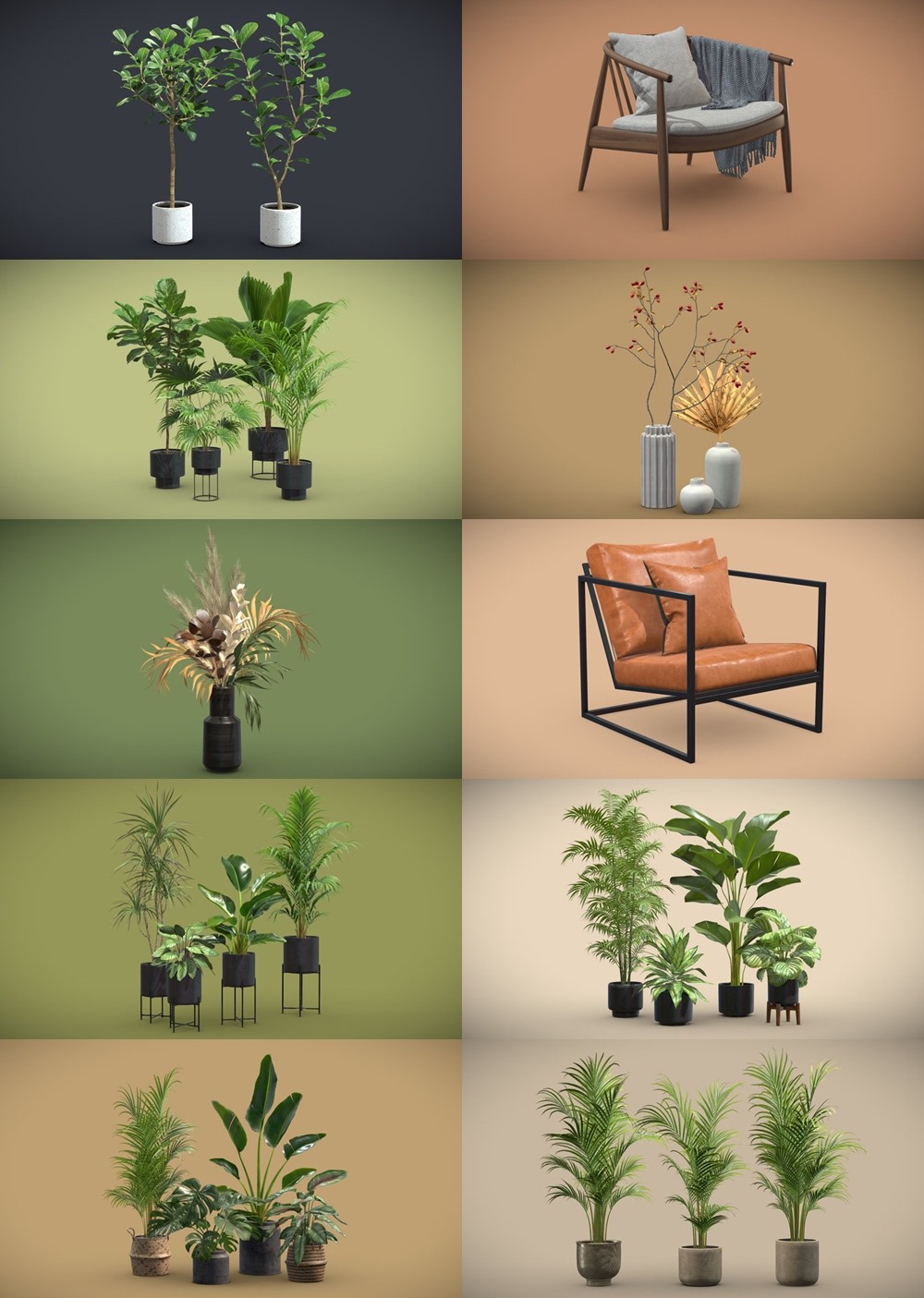 200+套室内盆栽椅子3D模型合集 Sketchfab - AllQuad 3D-Models Collection